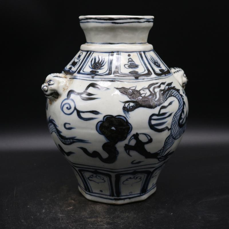 Imitation of Ming dynasty up manual hand - made people wear YunLongWen animal head tank collectables - autograph antique Imitation antique collectibles furnishing articles