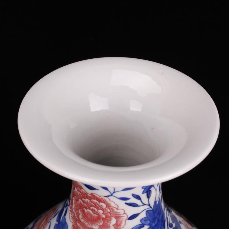 Jingdezhen blue and white youligong peony vase imitation yongzheng antique bound branch lines, the design of Chinese style household adornment furnishing articles