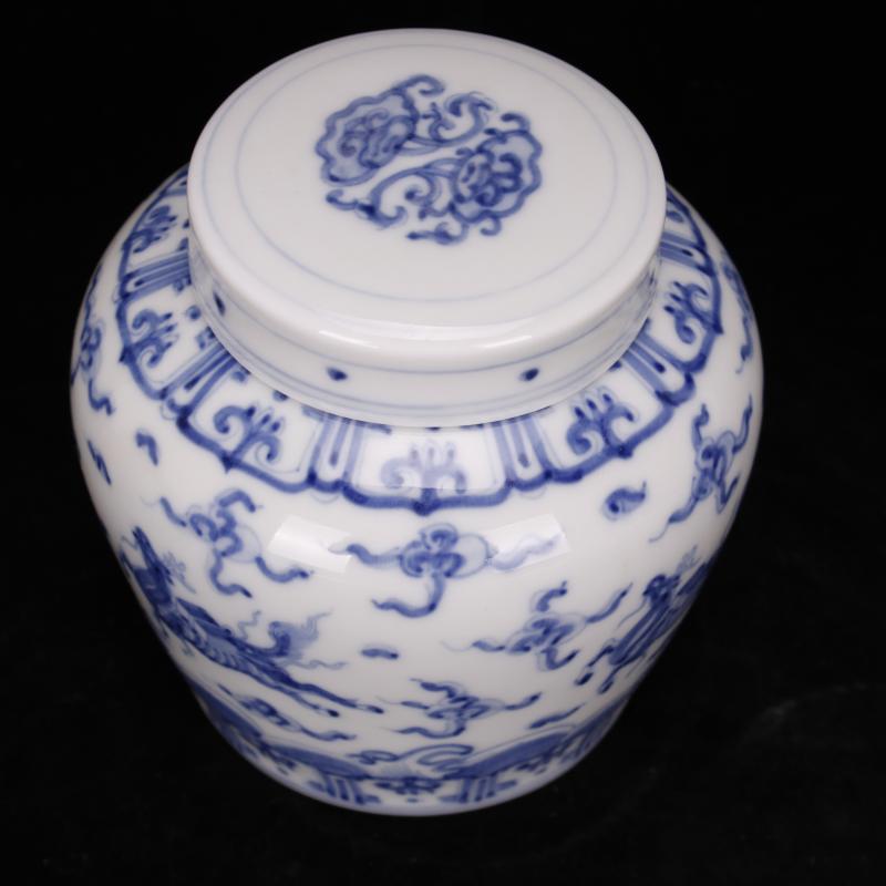 Jingdezhen hand - made kirin dragon grain day word wind canister caddy fixings antique ceramic tea set, tea is tea storage storehouse