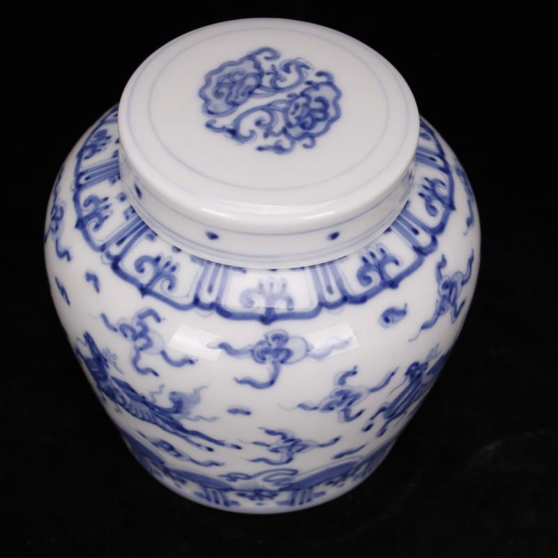 Jingdezhen hand - made kirin dragon grain day word wind canister caddy fixings antique ceramic tea set, tea is tea storage storehouse