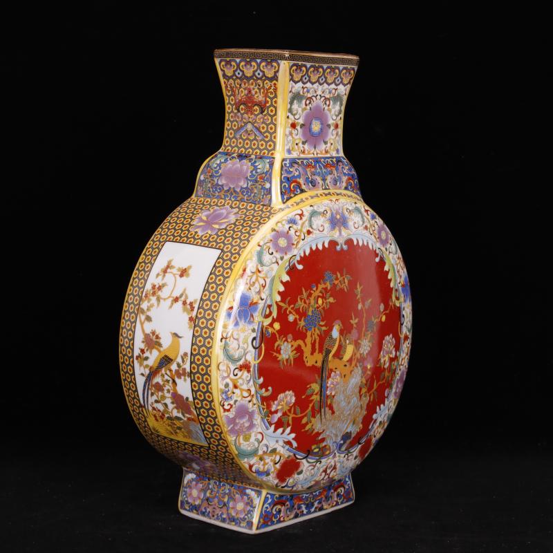 Jingdezhen imitation of the qing dynasty antique antique Chinese style restoring ancient ways the see colour enamel vase decoration handicraft furnishing articles collection