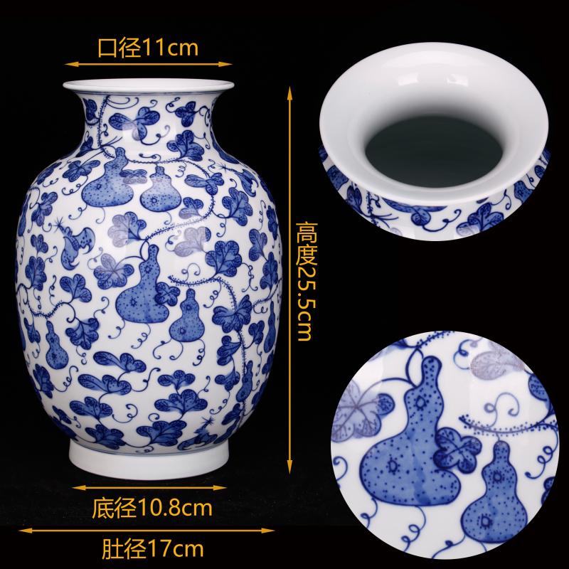 Jingdezhen blue and white youligong imitation the qing qianlong pure hand - made vases, new Chinese style living room furniture decorative vase furnishing articles