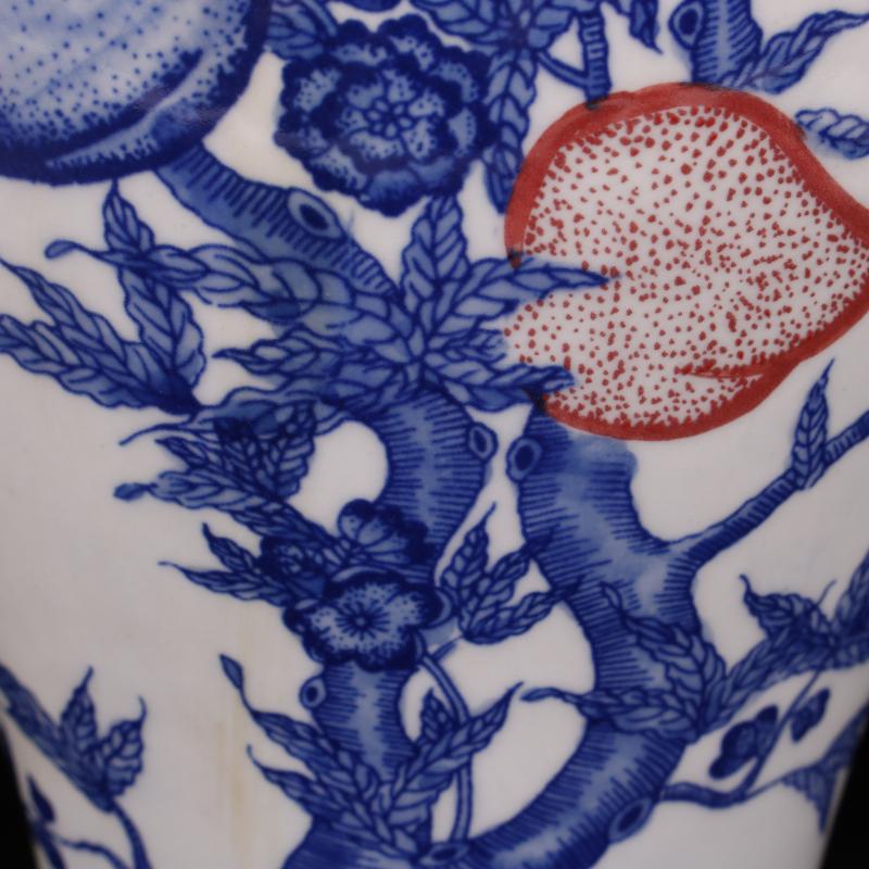 Yongzheng of jingdezhen copy antique blue - and - white youligong live nine peach vases, flower implement Chinese style household decorative furnishing articles
