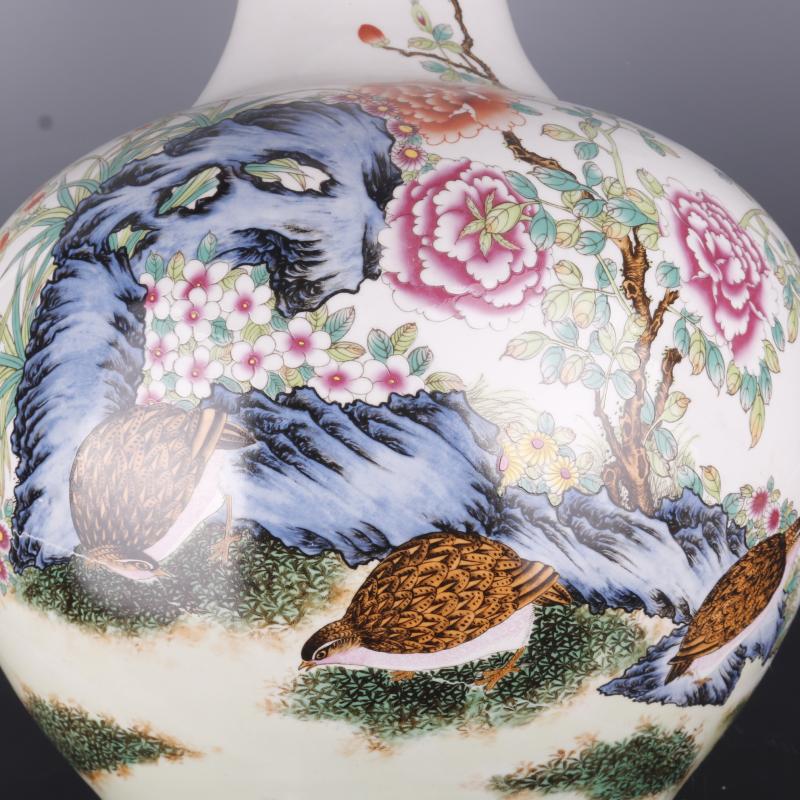 Antique Chinese porcelain floor home furnishing articles clear pastel prosperous flower grain vases, Antique curio collection