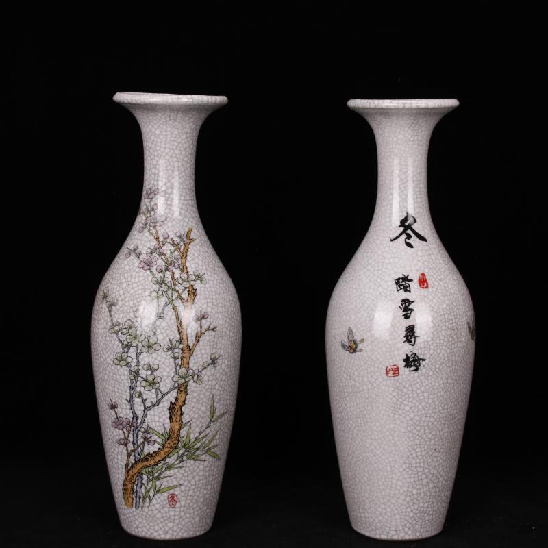 Jingdezhen imitation the qing qianlong antique curios restoring ancient ways to open the slice powder enamel vase household adornment penjing collection