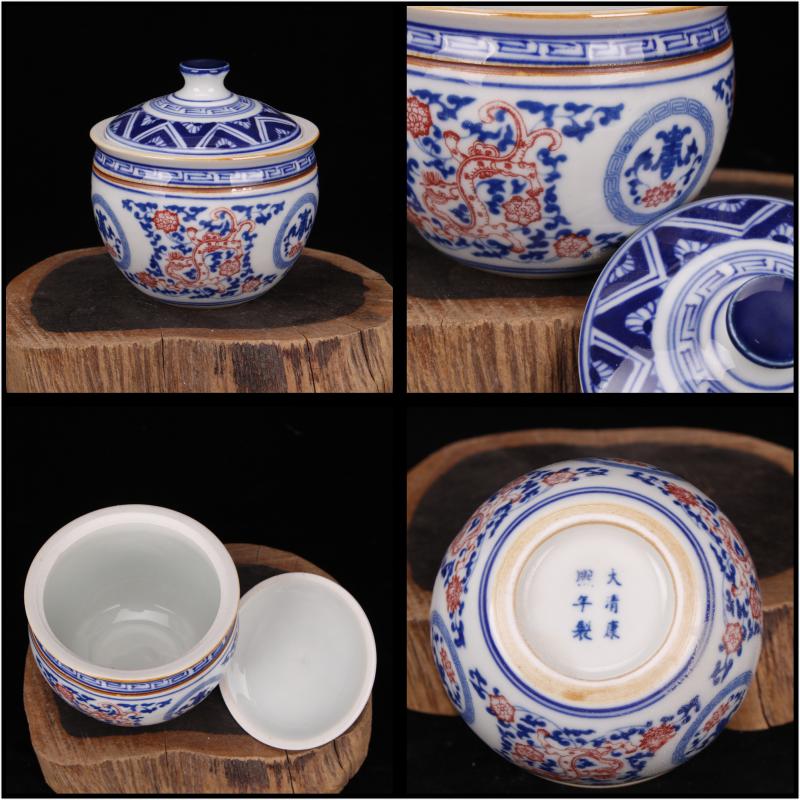 Blue and white storage tank under the glaze tureen lid powder sauce pot multi - functional household mini small Blue and white porcelain jar furnishing articles