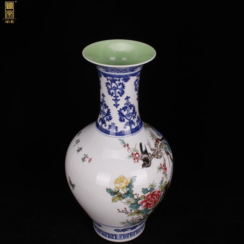 Jingdezhen color bucket crane, grain design of Chinese style classical home sitting room ark of desk of archaize porcelain vases, decorative furnishing articles