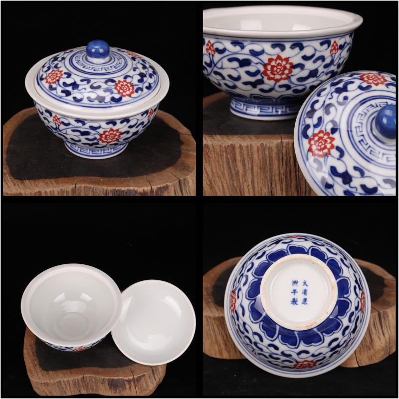 Blue and white storage tank under the glaze tureen lid powder sauce pot multi - functional household mini small Blue and white porcelain jar furnishing articles