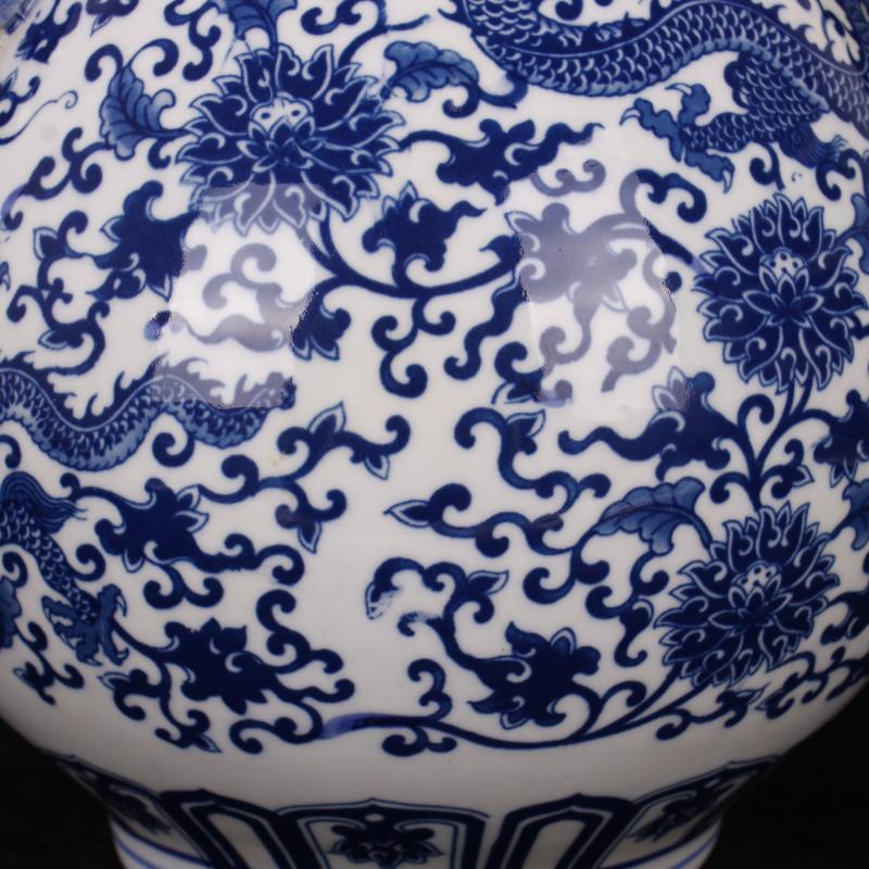 Jingdezhen blue and white deer head statute of f tube blue - and - white ceramics furnishing articles youligong hong mei bottles of the sitting room of Chinese style household furnishing articles