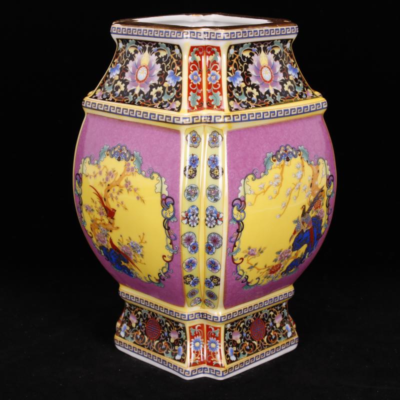 Jingdezhen imitation of the qing dynasty antique antique Chinese style restoring ancient ways the see colour enamel vase decoration handicraft furnishing articles collection