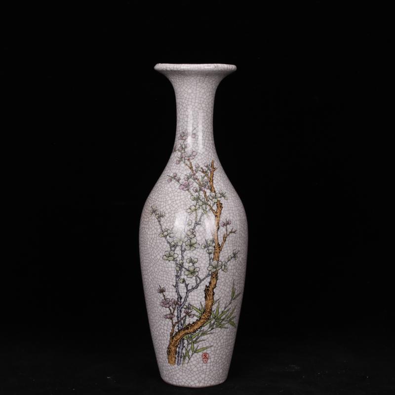 Jingdezhen imitation the qing qianlong antique curios restoring ancient ways to open the slice powder enamel vase household adornment penjing collection