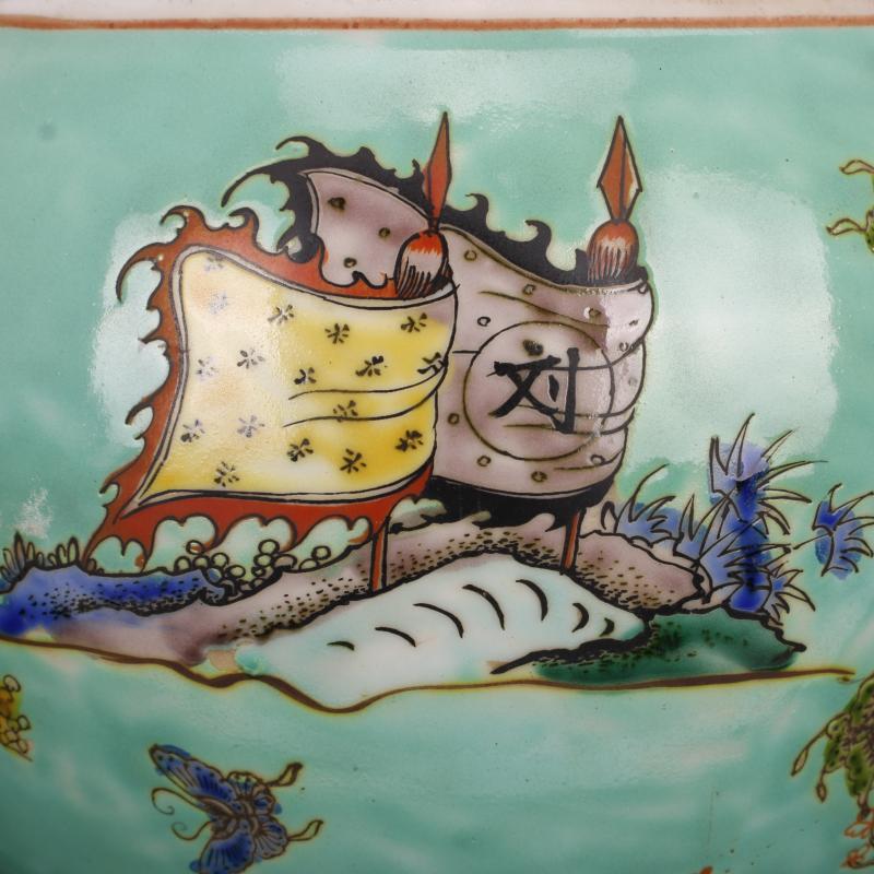 Jingdezhen old manual imitation of the qing dynasty porcelain antique vase green beauty diagram retro decoration furnishing articles in the vase