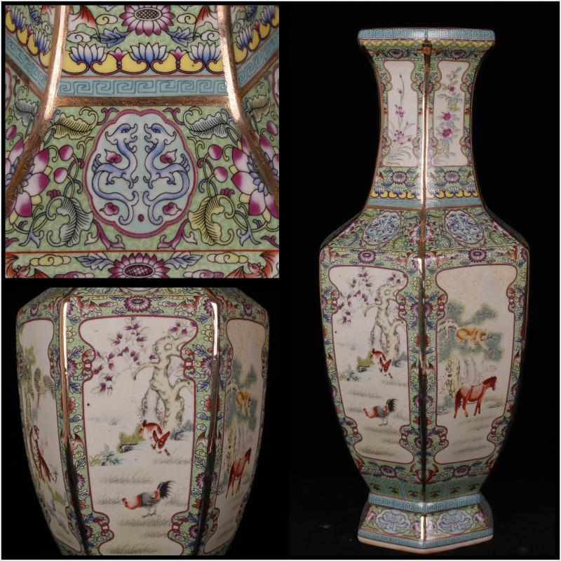 Jingdezhen imitation the qing qianlong designs of colored enamel vase archaize play Chinese zodiac antique decoration handicraft furnishing articles