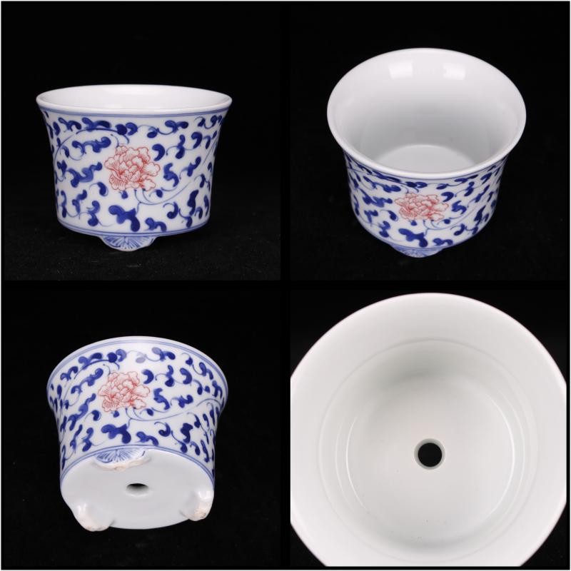 Jingdezhen porcelain three small fleshy plant flower pot art ceramic flower pot adornment cabinet office desk