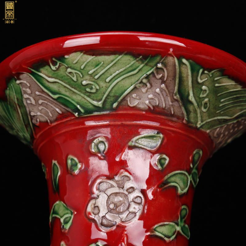 Jingdezhen archaize color do old Ming hongzhi dou longfeng lotus flower vase Chinese sitting room decorates porch place