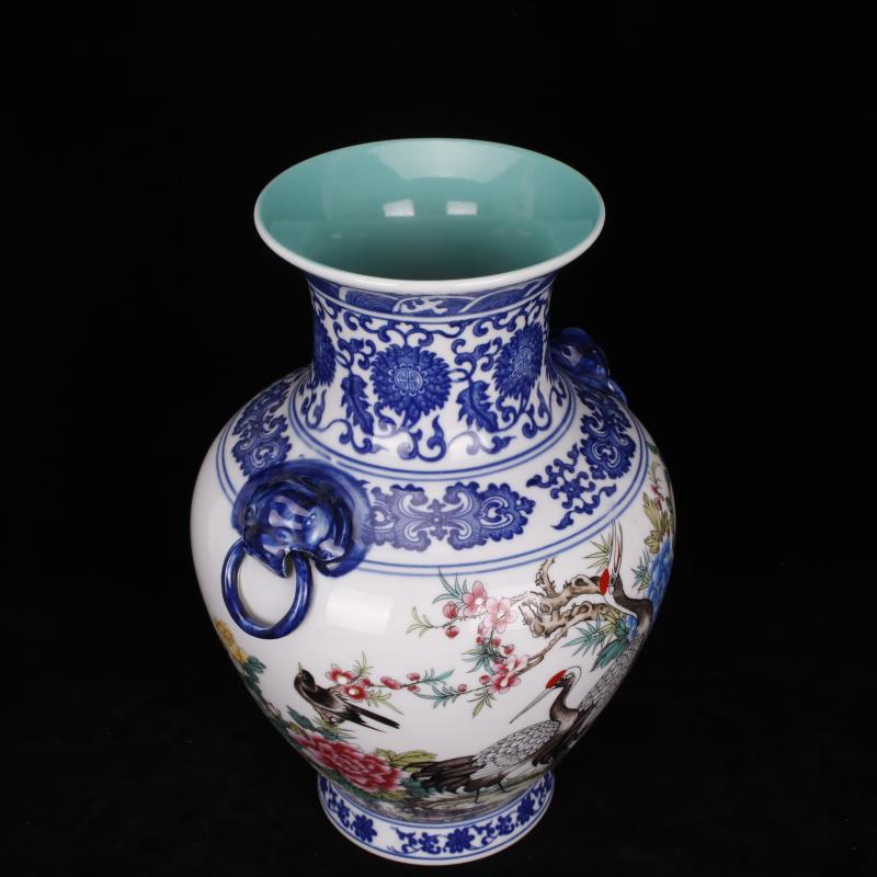 Jingdezhen imitation qianlong bucket color rich auspicious beast ear bottles of classical Chinese style household, sitting room adornment antique furnishing articles