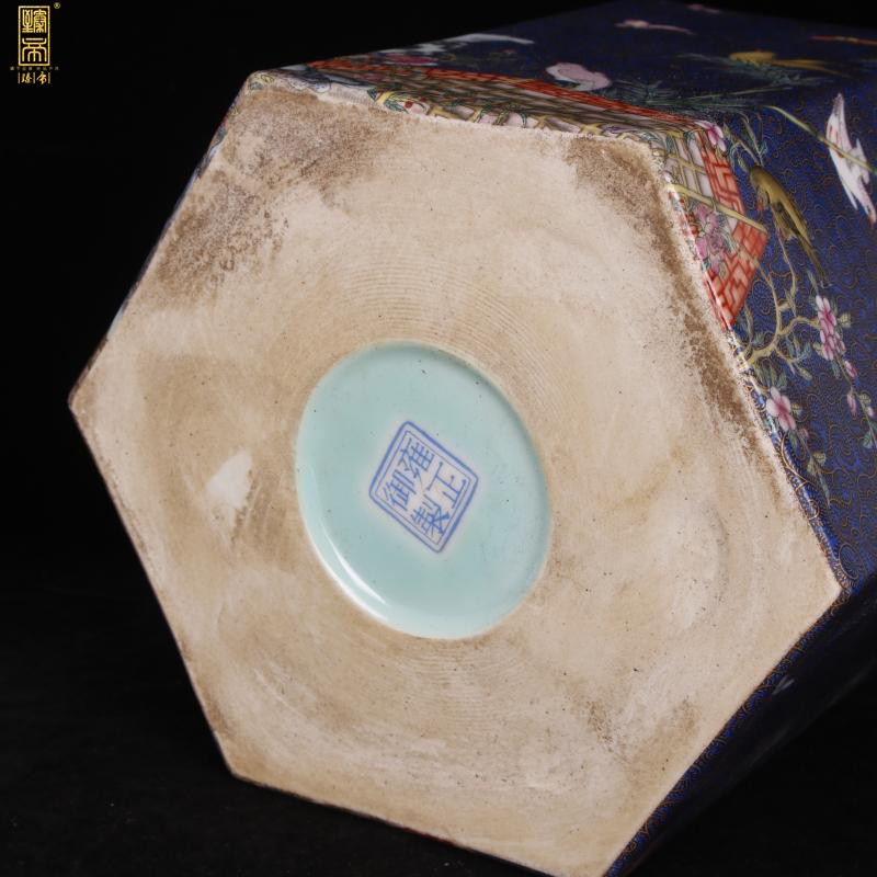 Jingdezhen imitation yongzheng six - party big brush pot antique porcelain enamel see colour pen sea Chinese four desk office furnishing articles