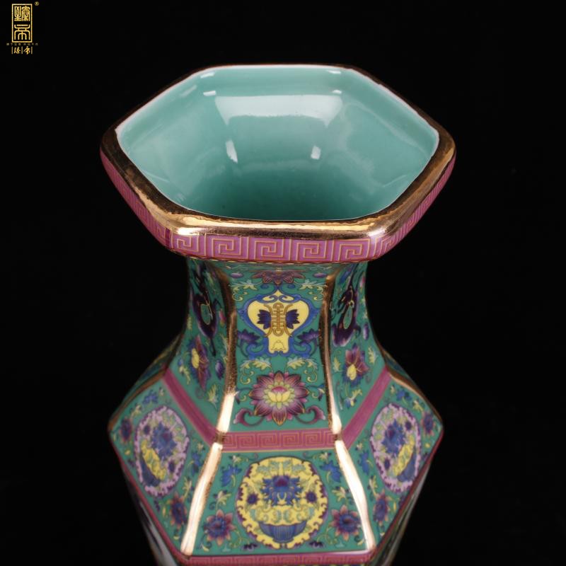 Chinese style classical imitation qianlong antique colored enamel porcelain vase home sitting room ark, furnishing articles of TV bar face