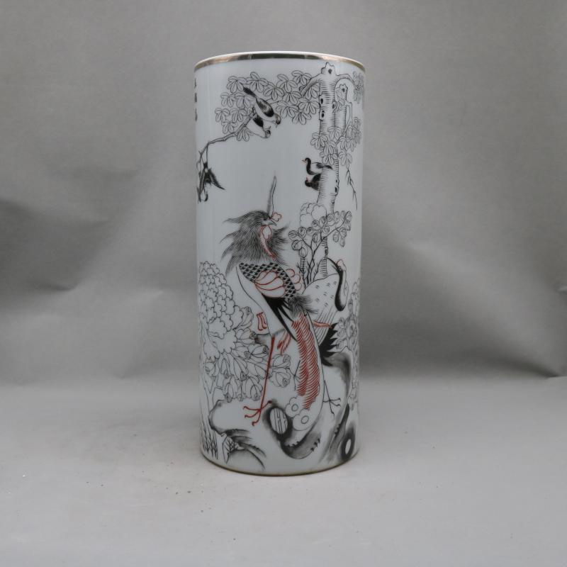 Jingdezhen imitation the qing guangxu hand - made figure cap tube flowers and birds birds pay homage to the king wen antique porcelain study household furnishing articles