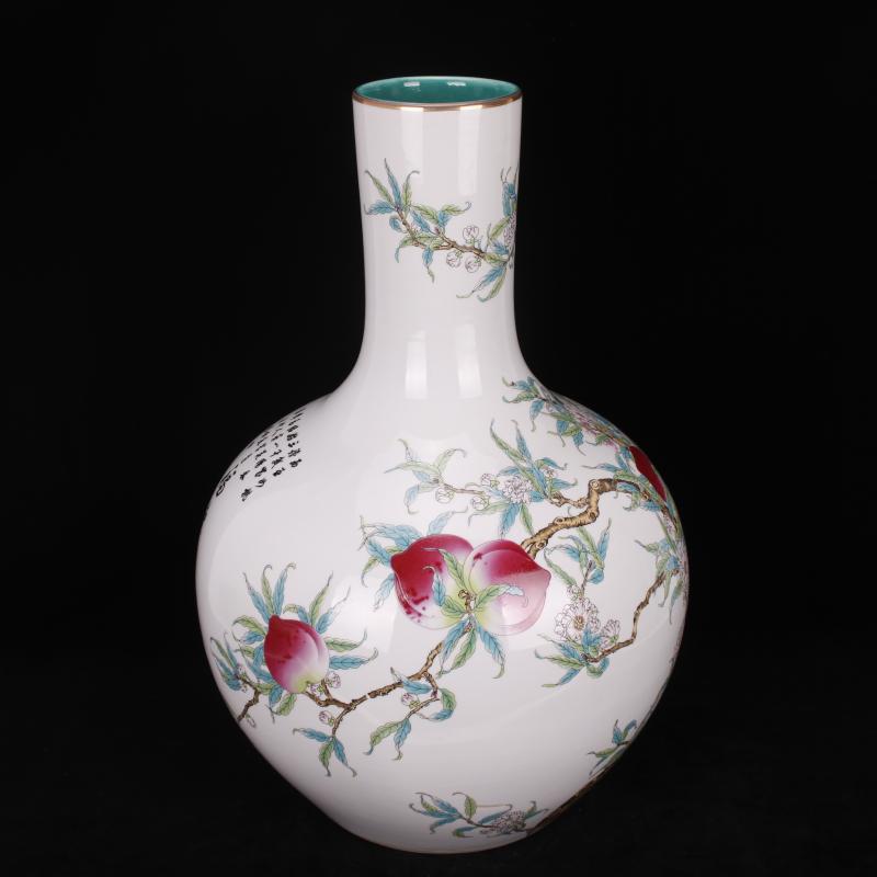 Jingdezhen pastel live nine peach tree Chinese style hotel archaize floor shop of domestic outfit company big vase