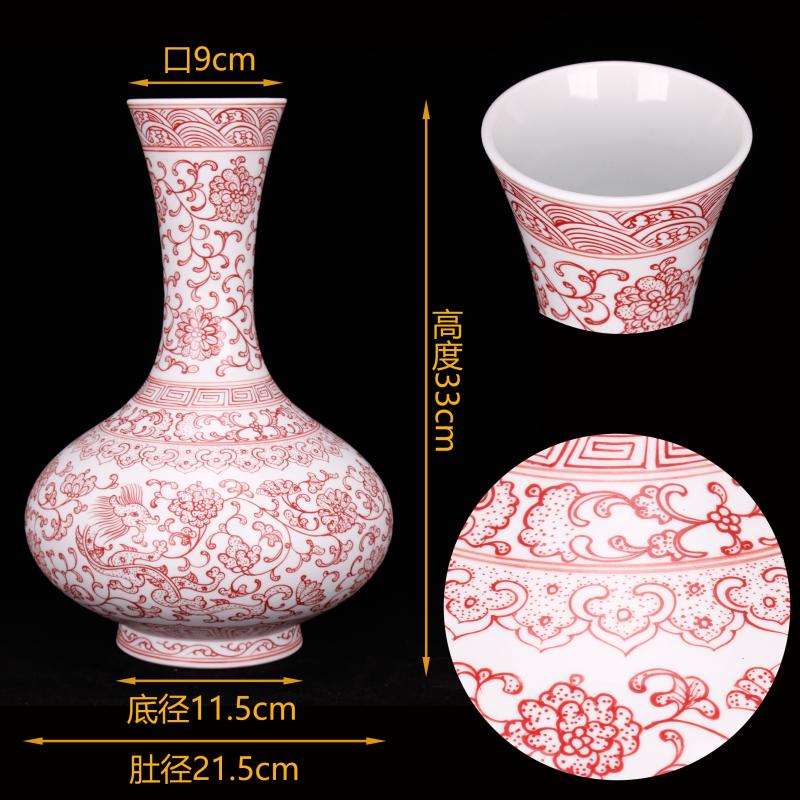 Jingdezhen blue and white youligong imitation the qing qianlong pure hand - made vases, new Chinese style living room furniture decorative vase furnishing articles