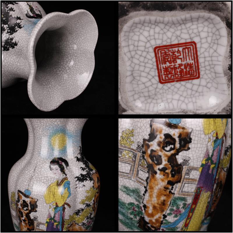 Jingdezhen imitation the qing qianlong piece of crackle famille rose square bottle imitation antique cabinet decoration old antique table furnishing articles