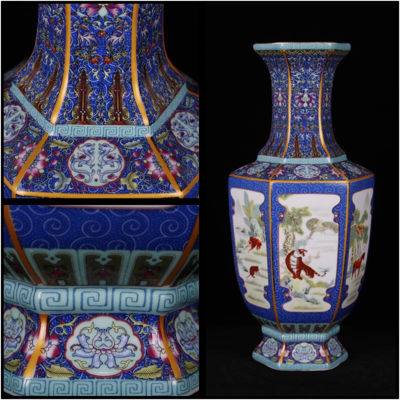 Jingdezhen imitation the qing qianlong designs of colored enamel vase archaize play Chinese zodiac antique decoration handicraft furnishing articles
