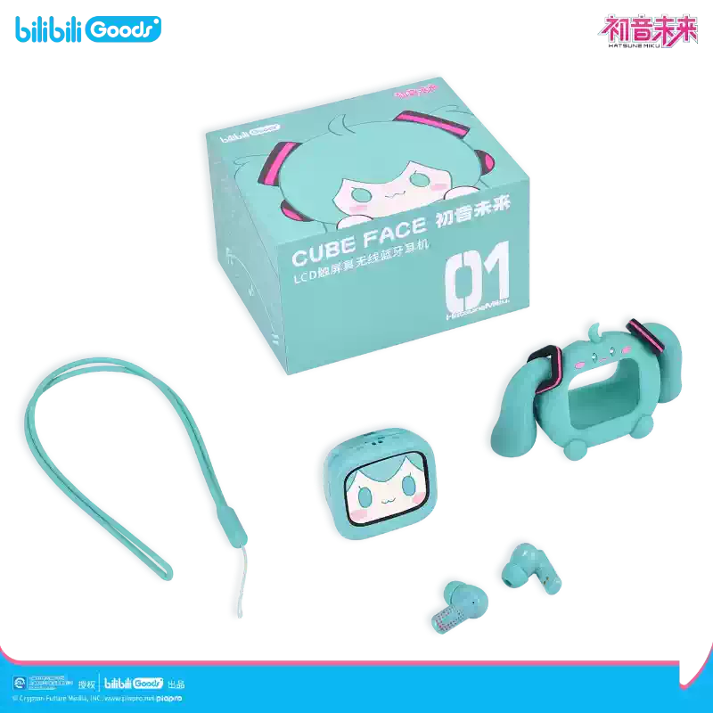 初音ミク　初音未来　ビリビリ限定　イヤホン　cube face 新品未開封 日本未発売 タッチパネル付き 公式 ワイヤレスイヤホン 初音ミク