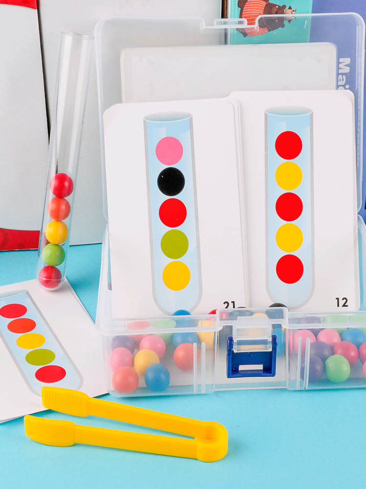 Clip beads early education puzzle class play teaching aids Montessori sorting color ball test tube kindergarten small class fine motor training