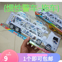 New super police car with 4 cars inertial truck trailer puzzle sliding tow head car childrens toy gifts