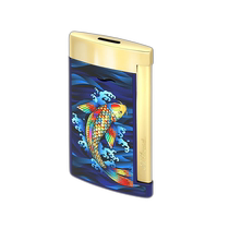 European direct mail S T Dupont French Dupont SLIM 7 series gold metal with blue koi lighter