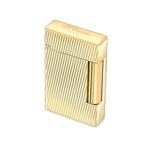 European direct mail S T Dupont French Dupont golden brass finish double yellow flame open lid lighter