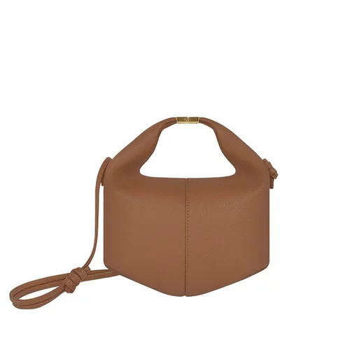 Кожаная желтовато-коричневая трендовая сумка на одно плечо