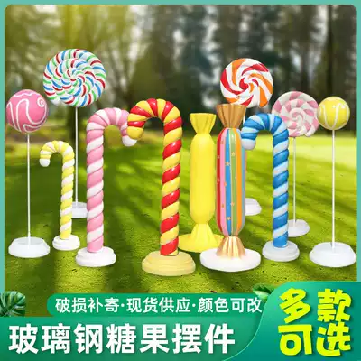 Glass fiber candy lollipop sculpture wave board candy stick sugar photography decoration props Kindergarten shopping mall real estate Meichen