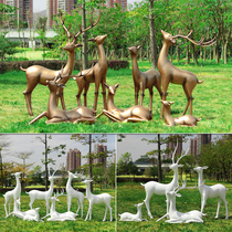 Fiberglass abstract deer sculpture outdoor imitation copper deer white deer ornaments garden landscape lawn floor-standing deer crafts