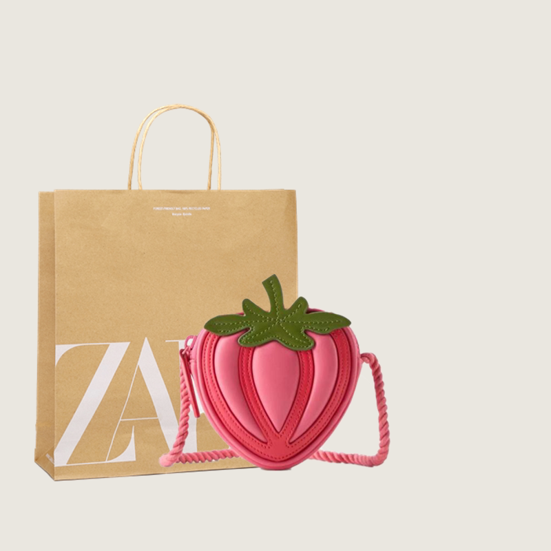Zakids Children's Fun Strawberry Bag Mini Shoulder Crossbody Bag Fashionable Small Bag Versatile Trendy Cute Coin Purse for Babies