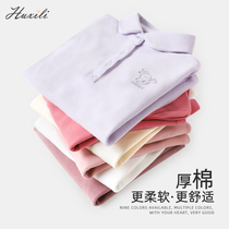Girl Beating Undershirt Pure Cotton Turtlenecks Children Long Sleeve T-shirt Dolls Collar Autumn Winter Thickened Polo Shirts CUHK Children Blouses