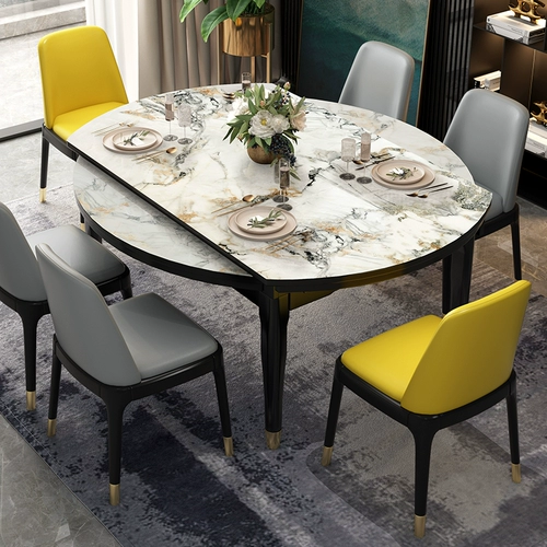 Складные обеденные столы и комбинации стул -это двойное использование современное минималистское северное европейское легкое изящное изящное дерево может выдвигать круглый стол