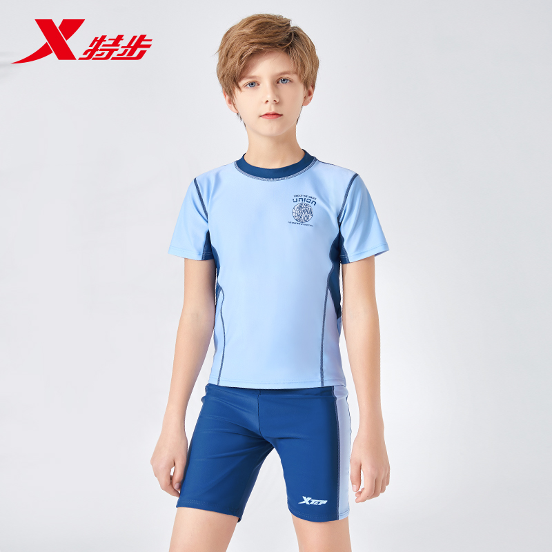Special step children's swimsuit 2021 boys short sleeve quick-drying split baby new swimwear middle child comfortable swimsuit