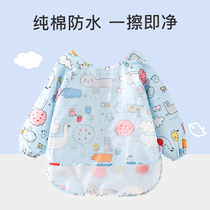 Baby eating coat cotton thin men and girls bibs baby rice pocket childrens apron anti-dirty waterproof anti-dressing