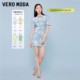 VeroModa Outlet Dress Summer Clearance ຝ້າຍບໍລິສຸດ Puff Sleeve ພິມ Denim ສັ້ນກະໂປງແມ່ຍິງອະເນກປະສົງ