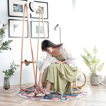 Guifan modern simple rattan living room entrance adult coat rack bedroom floor adhesive hook hanging clothes storage rack