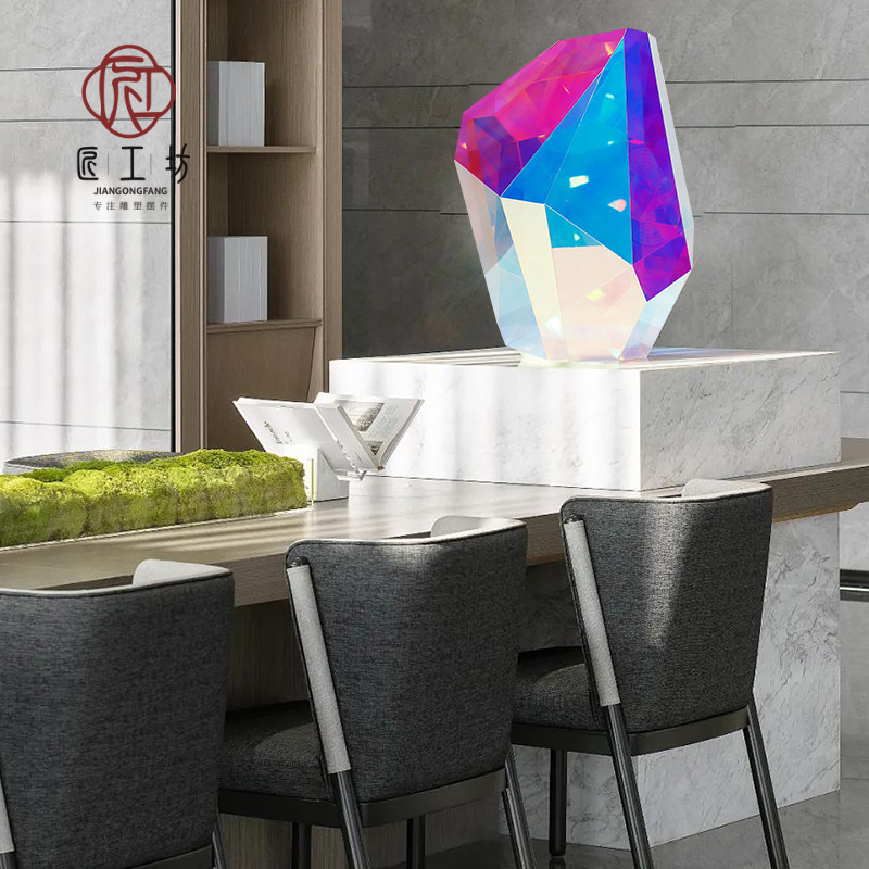 Minimalist Creative Geometry Polyhedron Swing Piece Dazzling Acrylic Sculpture Hotel Lobby Sample House Display Center Art Adornment