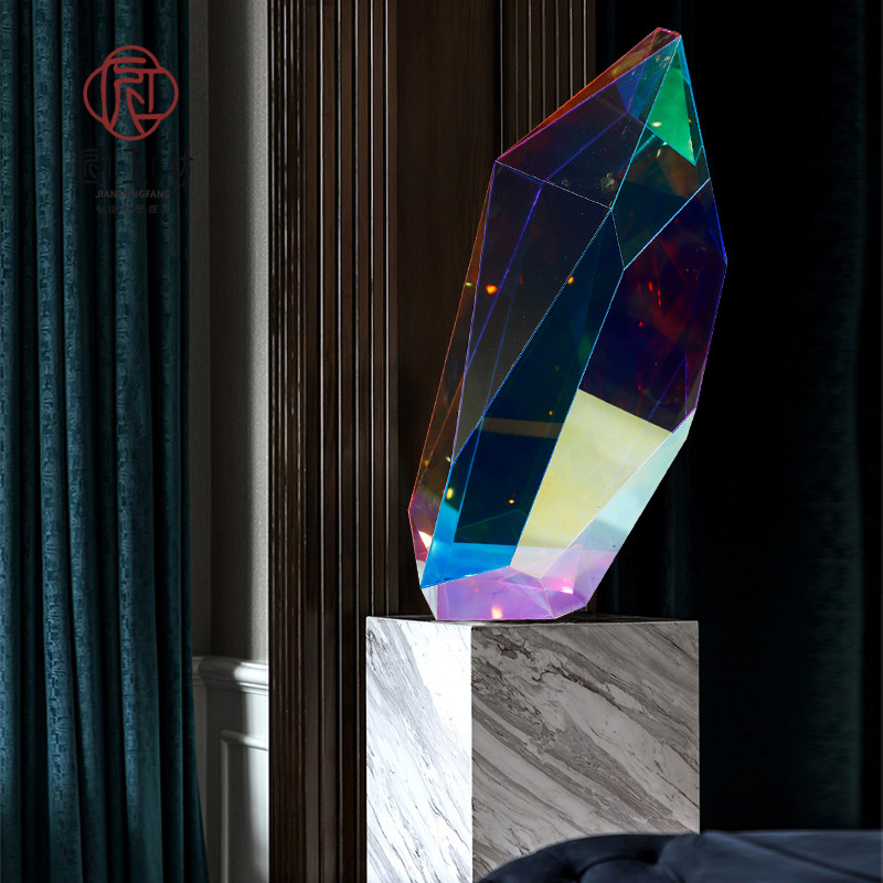 Colorful acrylic sculpture creative geometric multicolor polyhedron decoration hotel lobby sample house display center decoration decoration