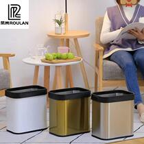 No cover minimalist light and luxurious stainless steel kitchen trash can home big code office living room double-barrel dry and wet separation