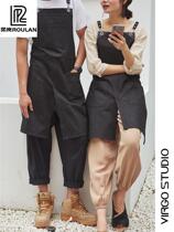 Black Grey Denim Work Apron Coffee Dresser Braces Skirt Floral Gardening Restaurant Hairdresser Work Clothes Logo