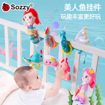 Sozzy crib lathe pendant baby early education toys mermaid bed winding rattle toy 0-3 years old hand rattle
