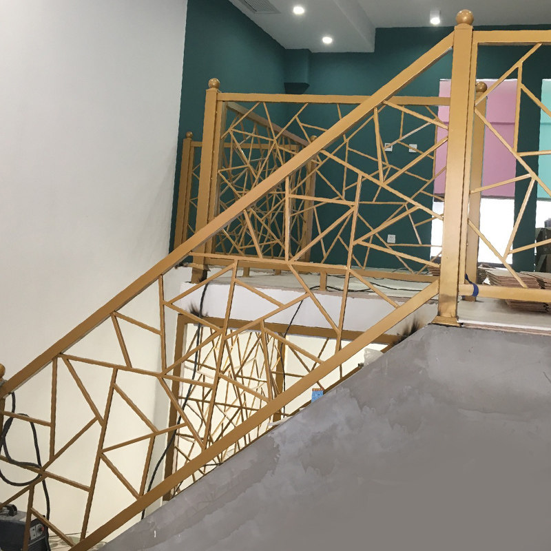 Iron stair handguard balcony golden guardrail fence indoor simple modern balcony attic railing decoration custom