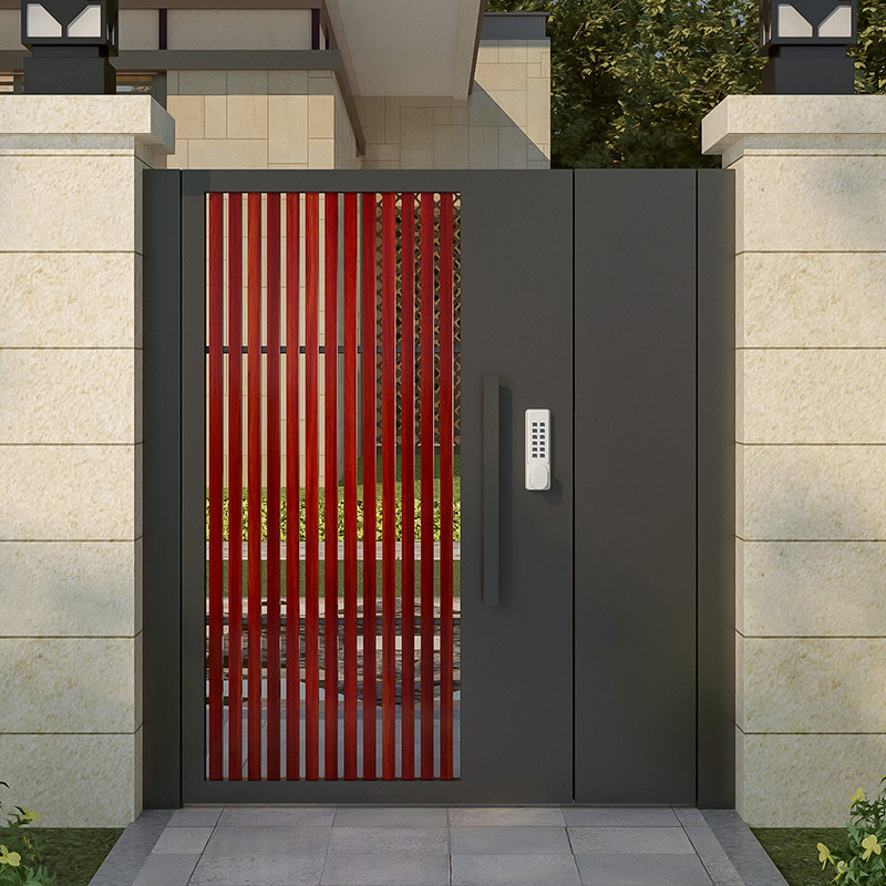 Courtyard wrought iron door simple modern wrought iron villa gate garden door outdoor single and double door entrance door can be customized