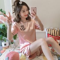 Official Roles flagship pajamas female summer thin ice silk short sleeve two-piece set Korean cute fee